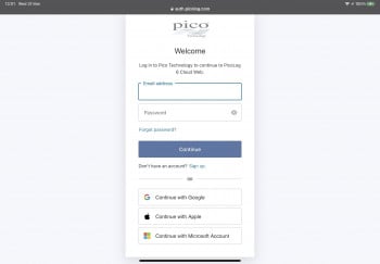 PicoLog Cloud 平板登录页面